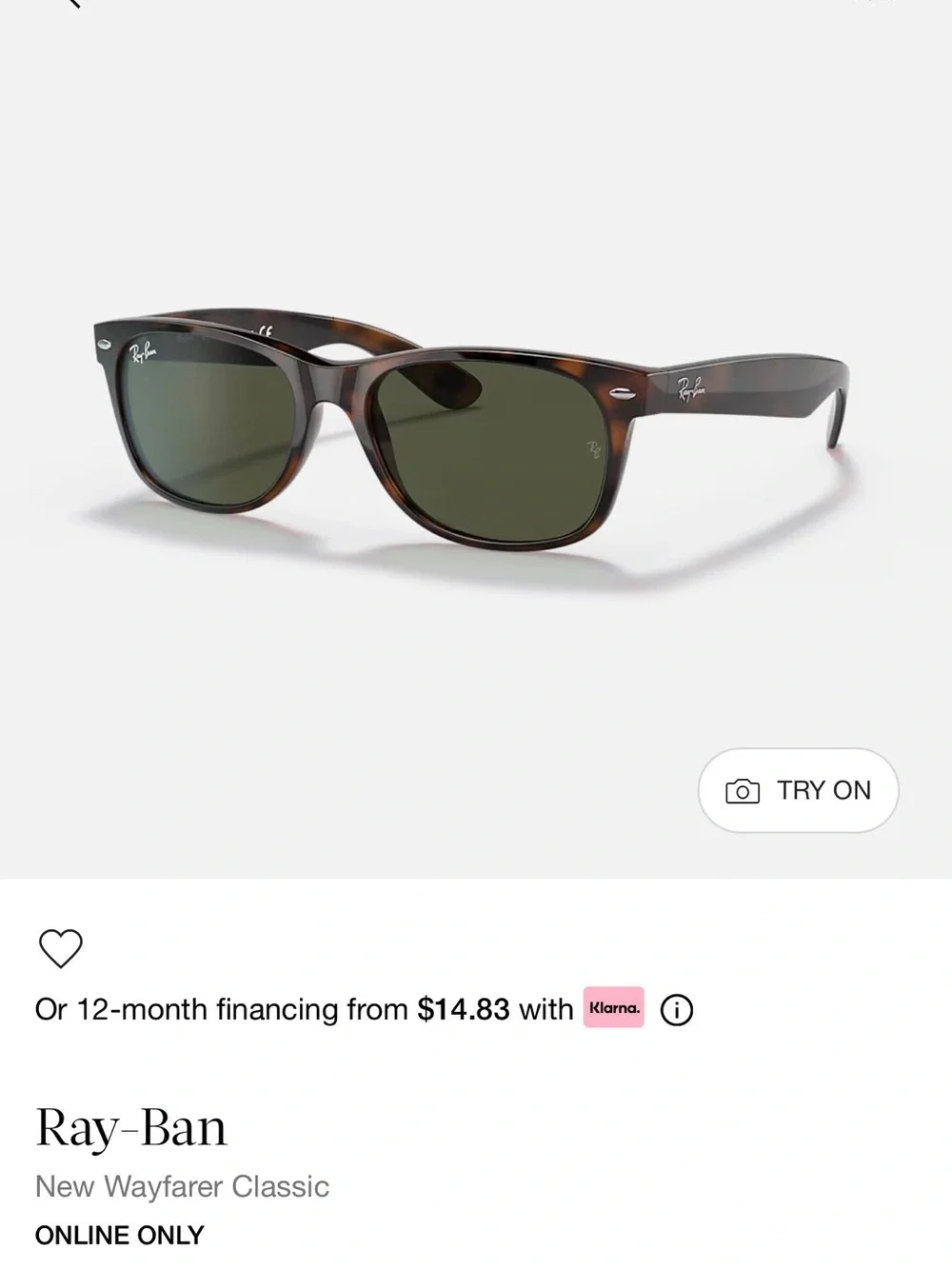 Ray-Ban New Wayfarer Classic Sunglasses - Tortoise Frame with Black Lenses